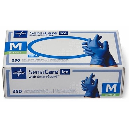 Medline SensiCare Ice, Disposable Gloves, 2.8 mil Palm, Nitrile, Powder-Free, M, 250 PK, Voilet Blue MIIMDS6802